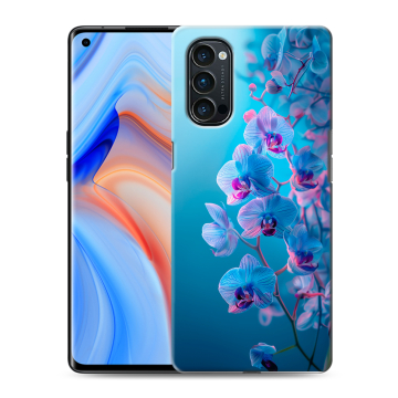 Силиконовый чехол на OPPO Reno4 Pro с принтом голубые орхидеи Силиконовый чехол на OPPO Reno4 Pro с принтом голубые орхидеи