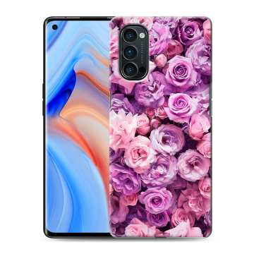 Силиконовый чехол на OPPO Reno4 Pro с принтом лавандовые розы Силиконовый чехол на OPPO Reno4 Pro с принтом лавандовые розы