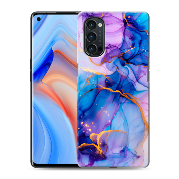 Силиконовый чехол на OPPO Reno4 Pro с принтом синий мрамор Силиконовый чехол на OPPO Reno4 Pro с принтом синий мрамор