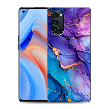 Силиконовый чехол на OPPO Reno4 Pro с принтом синий мрамор Силиконовый чехол на OPPO Reno4 Pro с принтом синий мрамор