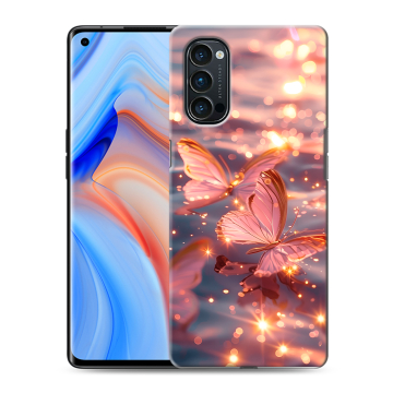 Силиконовый чехол на OPPO Reno4 Pro с принтом бабочки розовые Силиконовый чехол на OPPO Reno4 Pro с принтом бабочки розовые