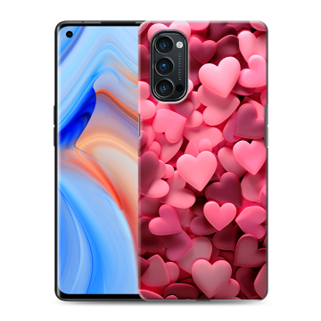 Силиконовый чехол на OPPO Reno4 Pro с принтом розовые сердечки