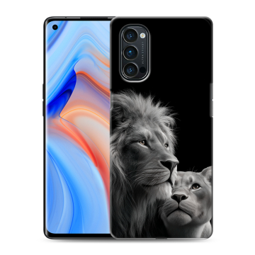 Силиконовый чехол на OPPO Reno4 Pro с принтом Лев кошки Силиконовый чехол на OPPO Reno4 Pro с принтом Лев кошки