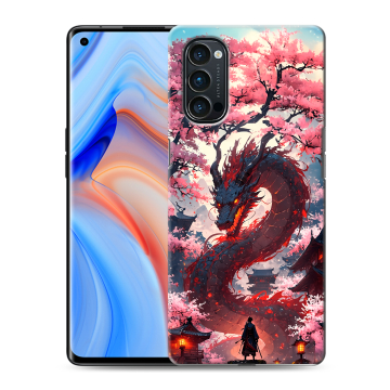 Силиконовый чехол на OPPO Reno4 Pro с принтом Дракон Японский Силиконовый чехол на OPPO Reno4 Pro с принтом Дракон Японский