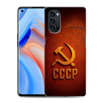 Силиконовый чехол на OPPO Reno4 Pro с принтом Флаг Герб СССР
