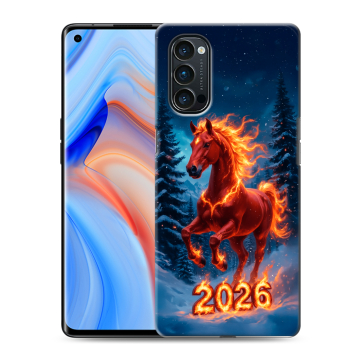 Силиконовый чехол на OPPO Reno4 Pro с принтом Новый год коня Силиконовый чехол на OPPO Reno4 Pro с принтом Новый год коня