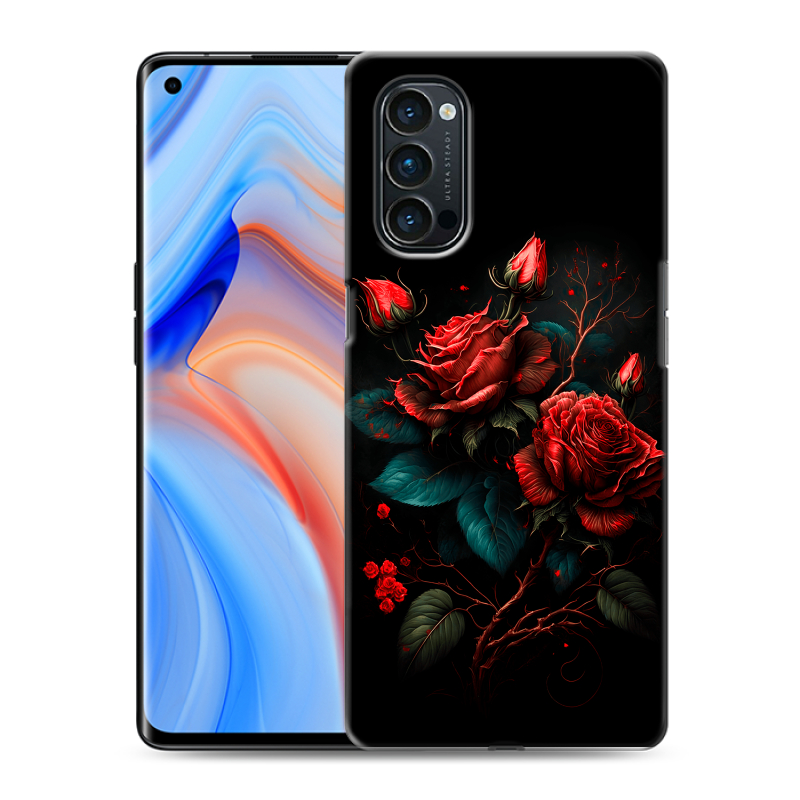 Силиконовый чехол на OPPO Reno4 Pro с принтом Розы красные Силиконовый чехол на OPPO Reno4 Pro с принтом Розы красные