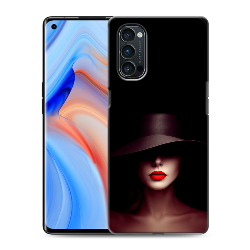 Силиконовый противоударный чехол на OPPO Reno4 Pro с принтом Девушка в шляпе Силиконовый противоударный чехол на OPPO Reno4 Pro с принтом Девушка в шляпе
