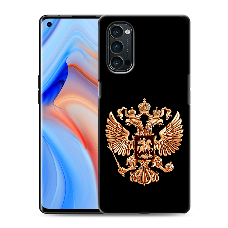 Силиконовый чехол на OPPO Reno4 Pro с принтом Герб России золотой Силиконовый чехол на OPPO Reno4 Pro с принтом Герб России золотой