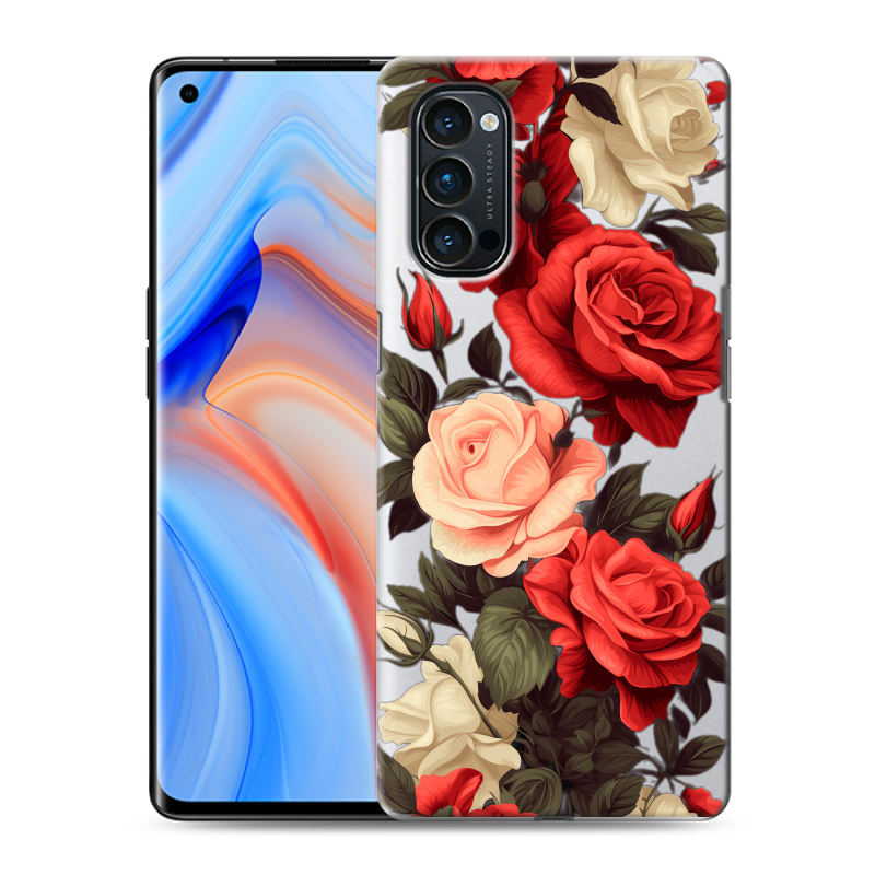Силиконовый чехол на OPPO Reno4 Pro с принтом Розы Силиконовый чехол на OPPO Reno4 Pro с принтом Розы
