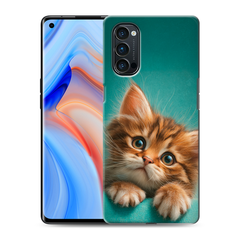 Пластиковый чехол на OPPO Reno4 Pro с принтом котенок Пластиковый чехол на OPPO Reno4 Pro с принтом котенок