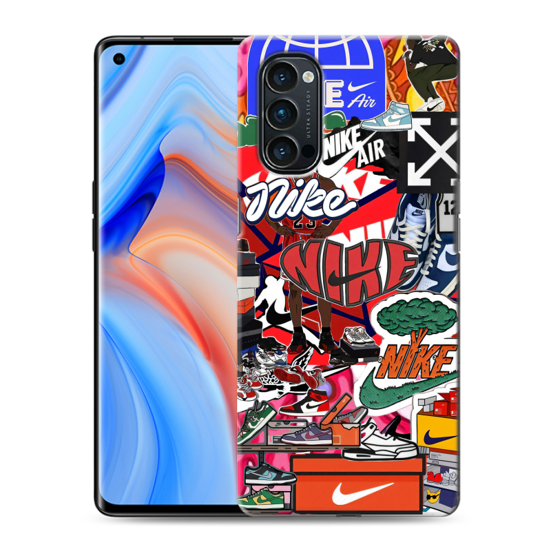 Пластиковый чехол на OPPO Reno4 Pro с принтом Найк Nike яркий Пластиковый чехол на OPPO Reno4 Pro с принтом Найк Nike яркий