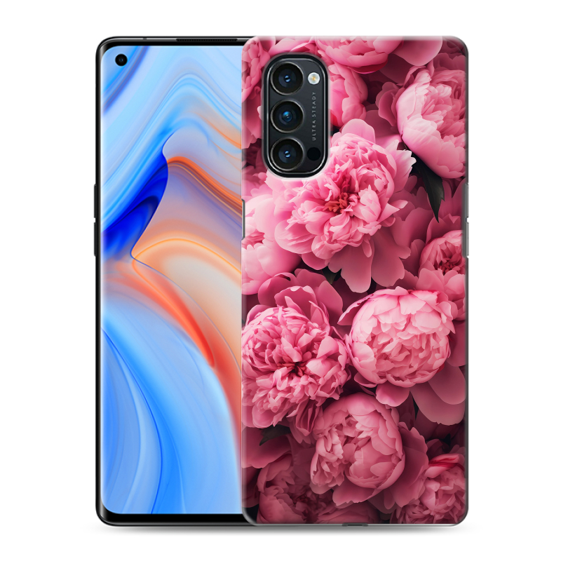 Пластиковый чехол на OPPO Reno4 Pro с принтом цветы пионы Пластиковый чехол на OPPO Reno4 Pro с принтом цветы пионы