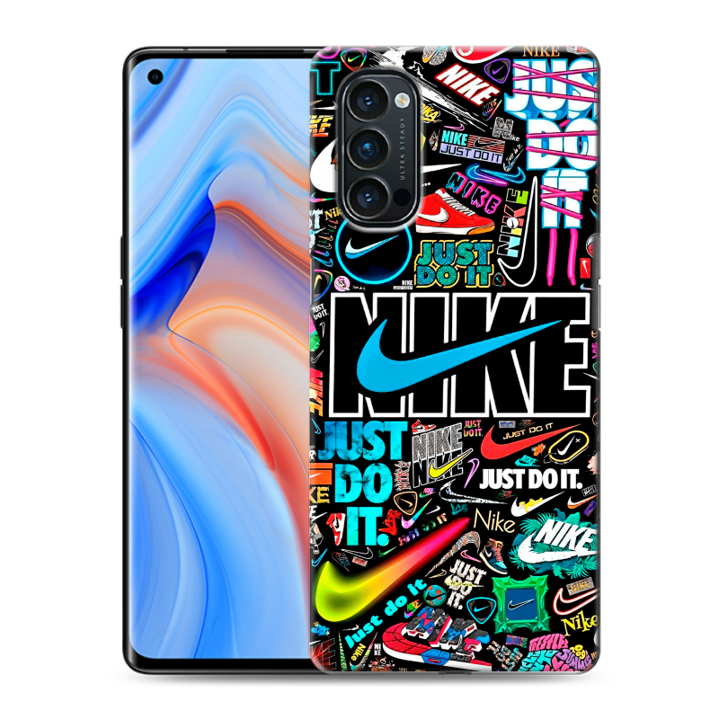 Силиконовый чехол на OPPO Reno4 Pro с принтом найк nike черный Силиконовый чехол на OPPO Reno4 Pro с принтом найк nike черный
