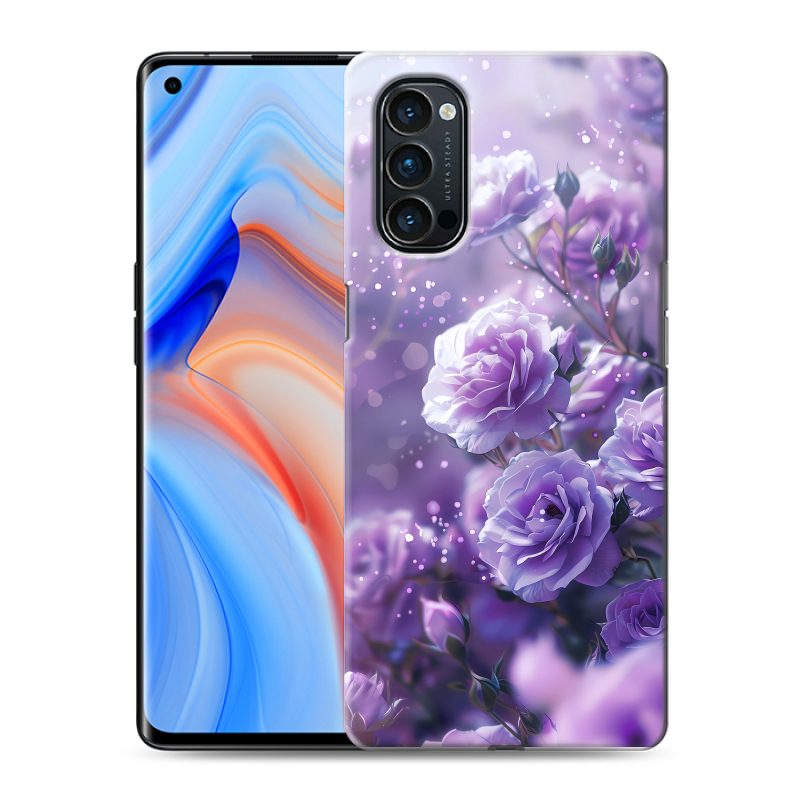 Силиконовый противоударный чехол на OPPO Reno4 Pro с принтом Розы цветы Силиконовый противоударный чехол на OPPO Reno4 Pro с принтом Розы цветы