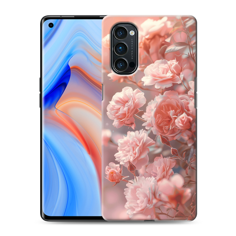 Пластиковый чехол на OPPO Reno4 Pro с принтом Розовые розы Пластиковый чехол на OPPO Reno4 Pro с принтом Розовые розы