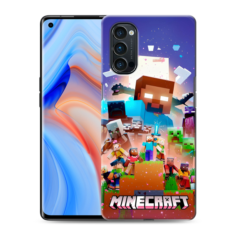Силиконовый противоударный чехол на OPPO Reno4 Pro с принтом Майнкрафт Minecraft Силиконовый противоударный чехол на OPPO Reno4 Pro с принтом Майнкрафт Minecraft