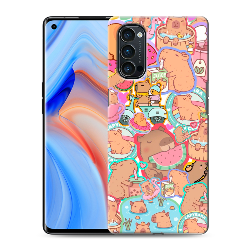 Силиконовый противоударный чехол на OPPO Reno4 Pro с принтом капибары Силиконовый противоударный чехол на OPPO Reno4 Pro с принтом капибары