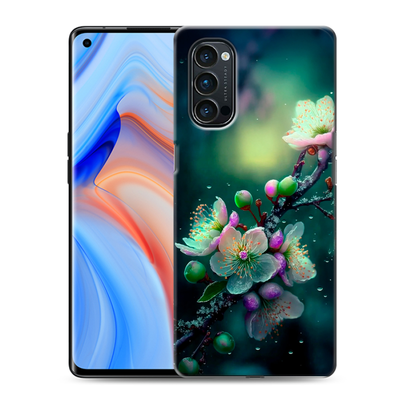 Силиконовый чехол на OPPO Reno4 Pro с принтом Цветы и мрамор Силиконовый чехол на OPPO Reno4 Pro с принтом Цветы и мрамор