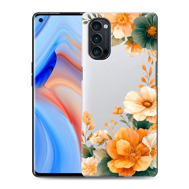 Силиконовый чехол на OPPO Reno4 Pro с принтом Цветы принт Силиконовый чехол на OPPO Reno4 Pro с принтом Цветы принт