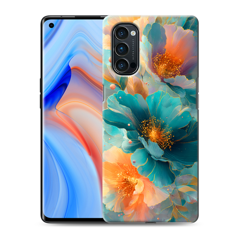 Силиконовый противоударный чехол на OPPO Reno4 Pro с принтом Цветы Силиконовый противоударный чехол на OPPO Reno4 Pro с принтом Цветы