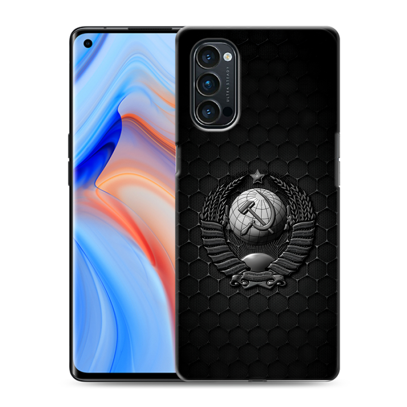 Пластиковый чехол на OPPO Reno4 Pro с принтом Герб Флаг СССР Пластиковый чехол на OPPO Reno4 Pro с принтом Герб Флаг СССР