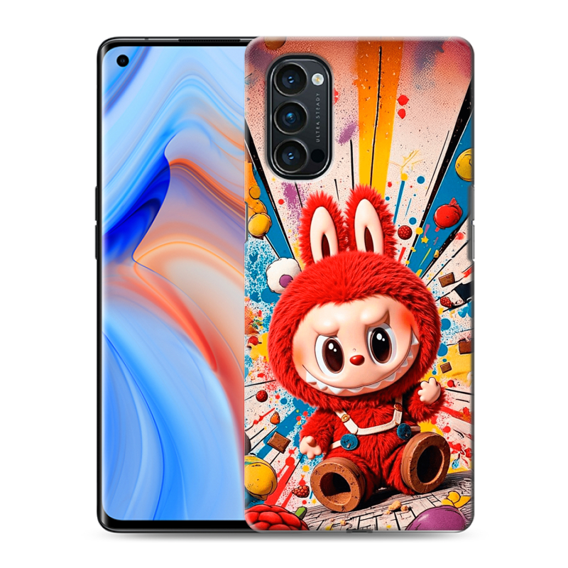 Силиконовый противоударный чехол на OPPO Reno4 Pro с принтом Labubu Лабубу Силиконовый противоударный чехол на OPPO Reno4 Pro с принтом Labubu Лабубу