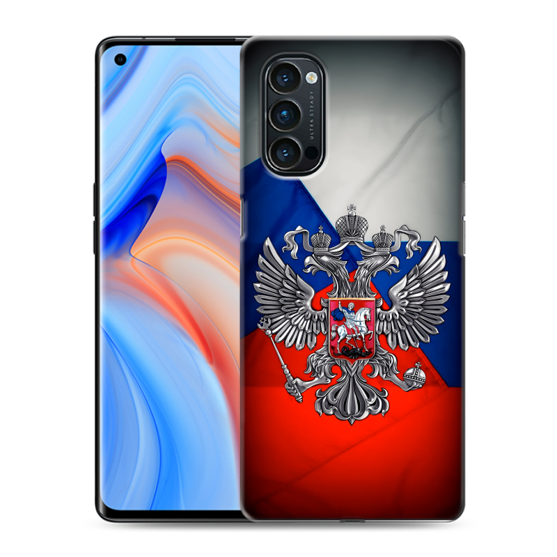 Пластиковый чехол на OPPO Reno4 Pro с принтом Флаг России Пластиковый чехол на OPPO Reno4 Pro с принтом Флаг России