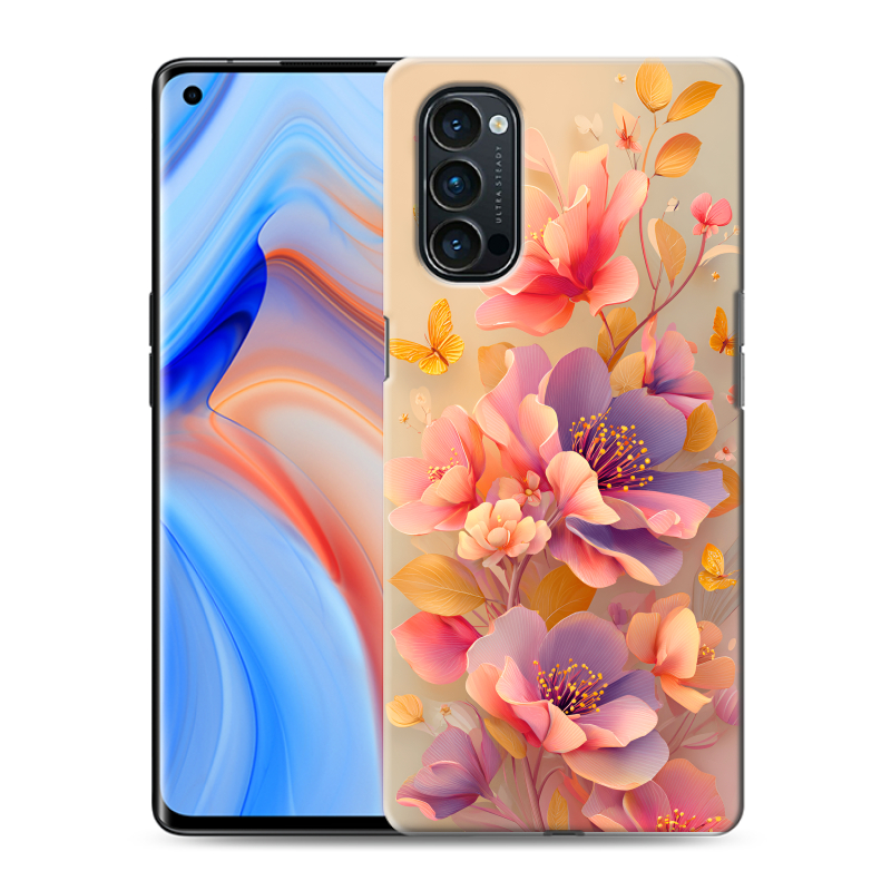 Силиконовый чехол на OPPO Reno4 Pro с принтом Цветы и бабочки Силиконовый чехол на OPPO Reno4 Pro с принтом Цветы и бабочки