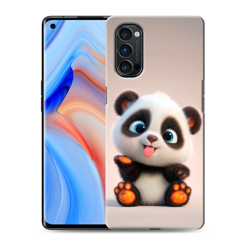 Силиконовый противоударный чехол на OPPO Reno4 Pro с принтом милая панда Силиконовый противоударный чехол на OPPO Reno4 Pro с принтом милая панда