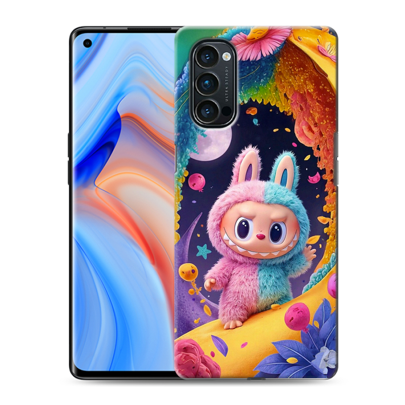 Силиконовый чехол на OPPO Reno4 Pro с принтом Labubu Лабубу Силиконовый чехол на OPPO Reno4 Pro с принтом Labubu Лабубу