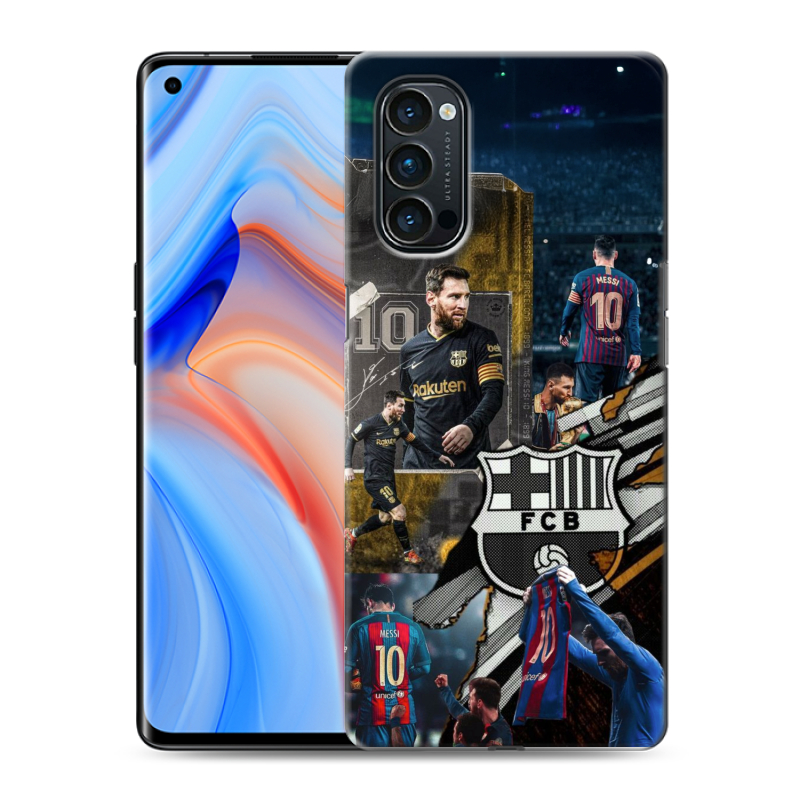 Пластиковый чехол на OPPO Reno4 Pro с принтом Messi Barcelona Пластиковый чехол на OPPO Reno4 Pro с принтом Messi Barcelona