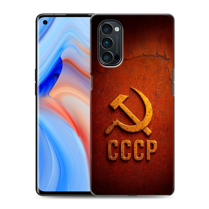Пластиковый чехол на OPPO Reno4 Pro с принтом Флаг Герб СССР Пластиковый чехол на OPPO Reno4 Pro с принтом Флаг Герб СССР