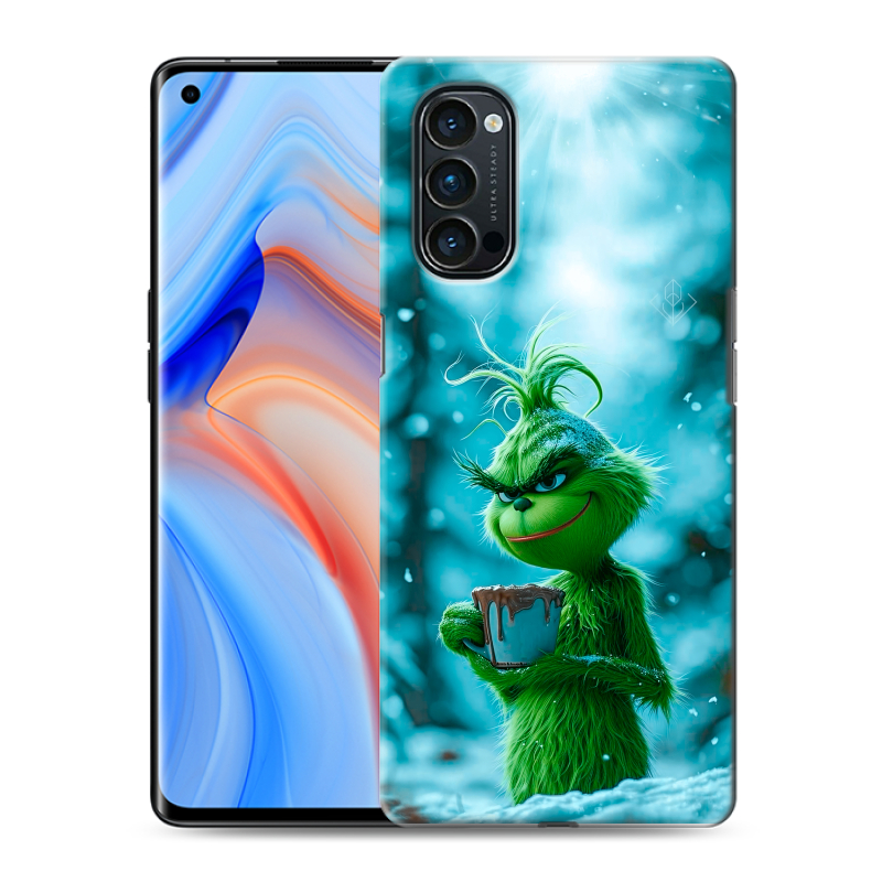 Пластиковый чехол на OPPO Reno4 Pro с принтом Новый год гринч Пластиковый чехол на OPPO Reno4 Pro с принтом Новый год гринч