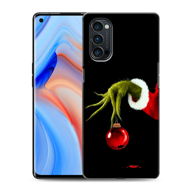 Пластиковый чехол на OPPO Reno4 Pro с принтом Новый год Гринч Пластиковый чехол на OPPO Reno4 Pro с принтом Новый год Гринч