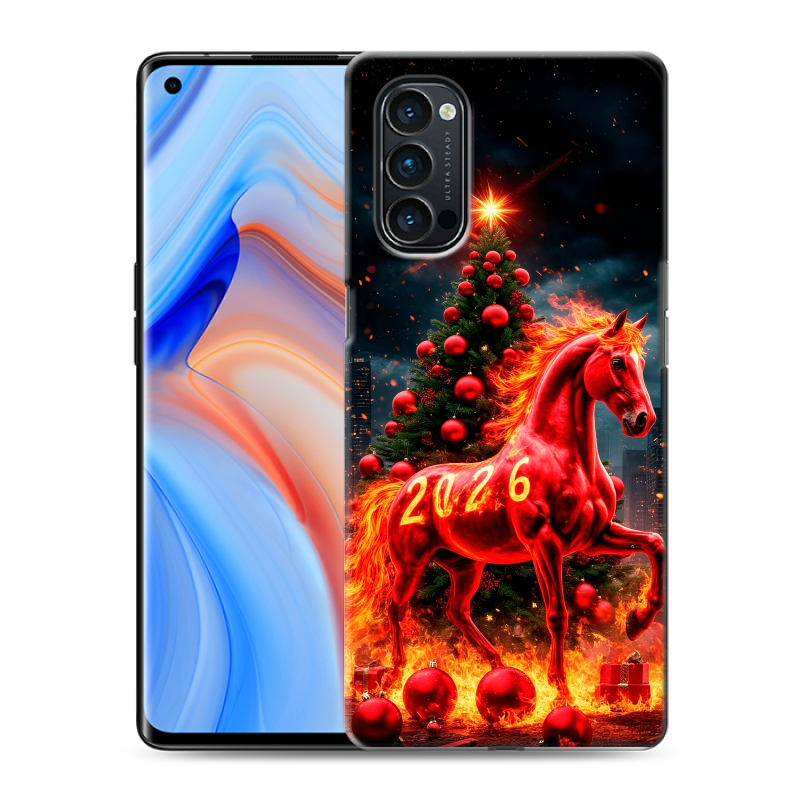 Силиконовый противоударный чехол на OPPO Reno4 Pro с принтом Новый год Силиконовый противоударный чехол на OPPO Reno4 Pro с принтом Новый год
