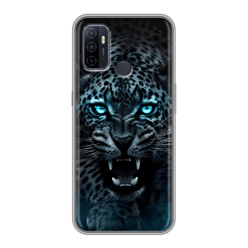 Силиконовый чехол на OPPO A53 с принтом Темный леопард Силиконовый чехол на OPPO A53 с принтом Темный леопард