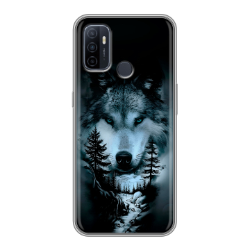 Силиконовый чехол на OPPO A53 с принтом Лесной волк Силиконовый чехол на OPPO A53 с принтом Лесной волк