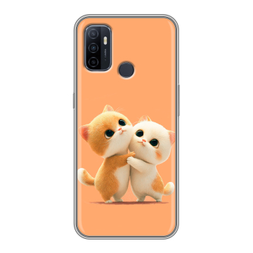 Силиконовый чехол на OPPO A53 с принтом Милые котики Силиконовый чехол на OPPO A53 с принтом Милые котики