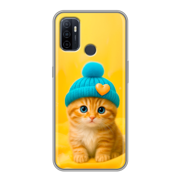 Силиконовый чехол на OPPO A53 с принтом Котенок в шапке