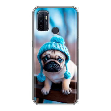 Силиконовый чехол на OPPO A53 с принтом Мопс в шапке Силиконовый чехол на OPPO A53 с принтом Мопс в шапке
