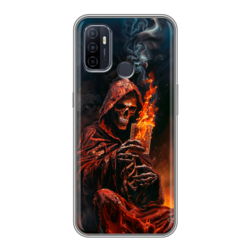 Силиконовый чехол на OPPO A53 с принтом Скелет и карты Силиконовый чехол на OPPO A53 с принтом Скелет и карты