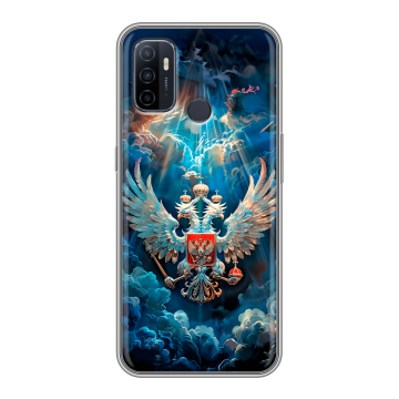 Силиконовый чехол на OPPO A53 с принтом Герб флаг России Силиконовый чехол на OPPO A53 с принтом Герб флаг России