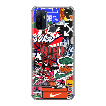 Силиконовый чехол на OPPO A53 с принтом Найк Nike яркий Силиконовый чехол на OPPO A53 с принтом Найк Nike яркий