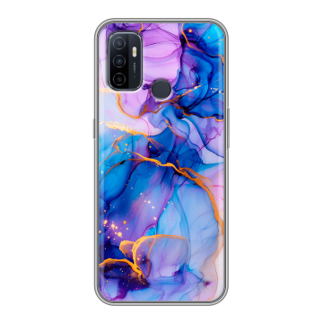 Силиконовый чехол на OPPO A53 с принтом синий мрамор Силиконовый чехол на OPPO A53 с принтом синий мрамор