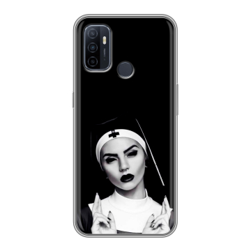 Силиконовый чехол на OPPO A53 с принтом монашка Силиконовый чехол на OPPO A53 с принтом монашка