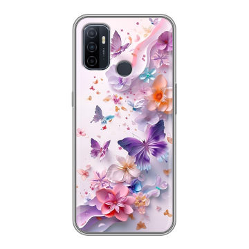 Силиконовый чехол на OPPO A53 с принтом цветы бабочки