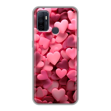 Силиконовый чехол на OPPO A53 с принтом розовые сердечки Силиконовый чехол на OPPO A53 с принтом розовые сердечки