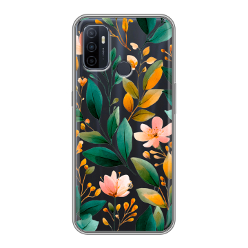 Силиконовый чехол на OPPO A53 с принтом Цветы паттерн Силиконовый чехол на OPPO A53 с принтом Цветы паттерн