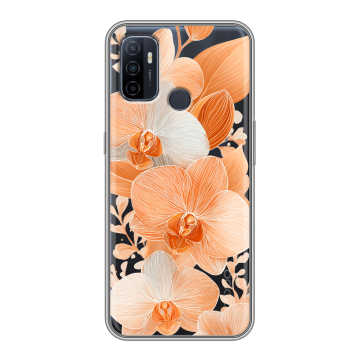 Силиконовый чехол на OPPO A53 с принтом Бежевые цветы Силиконовый чехол на OPPO A53 с принтом Бежевые цветы